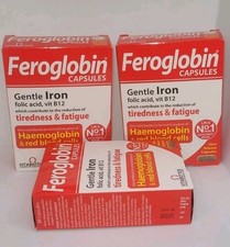 3 x Vitabiotics Feroglobina B12 cápsulas de liberação lenta 30 - pacote de ferro 3 comprar usado  Enviando para Brazil