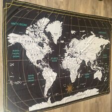 Mapa del Mundo Tapiz Colgante de Pared Atlas Decoración Aula Grande Negro/Gris 59" x 76" segunda mano  Embacar hacia Argentina