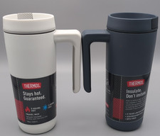 Garrafa térmica de aço inoxidável 18 oz cabo de viagem isolado quente frio 2 pk cinza branco comprar usado  Enviando para Brazil
