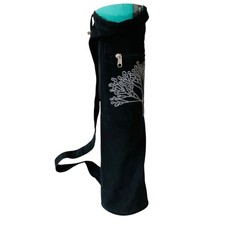 Bolsa GAIAM Yoga Mat preta 100% algodão bordada árvore bolso com zíper, usado comprar usado Bolsa GAIAM Yoga Mat preta 100% algodão bordada árvore bolso com zíper, usado comprar usado  Enviando para Brazil