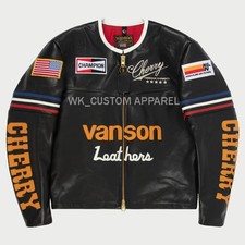 Usado, Jaqueta de couro masculina estrela bandeira da América preta campeão moda motociclista K&N comprar usado  Enviando para Brazil
