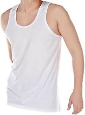 6 Pacote Planície Branco Colete Masculino 100% ALGODÃO Coletes. (Jersey simples) comprar usado  Enviando para Brazil
