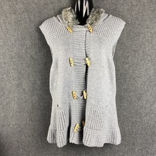 Colete de malha Just Add Sugar feminino tamanho XL com capuz sem mangas acabamento de pele sintética alternadores, usado comprar usado Colete de malha Just Add Sugar feminino tamanho XL com capuz sem mangas acabamento de pele sintética alternadores, usado comprar usado  Enviando para Brazil