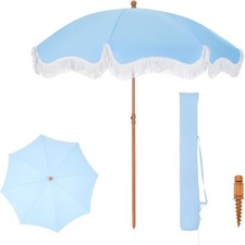 Beach umbrella fringed for sale  SALFORD