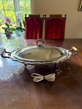 Bandeja de aquecimento elétrica vintage prato de vidro buffet prato de servir coberto de prata comprar usado  Enviando para Brazil