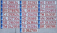 🇷🇴 ROMANIA TEMPORARY RED LICENSE PLATE WITH BLUE BAND EUROPE EURO na sprzedaż  PL