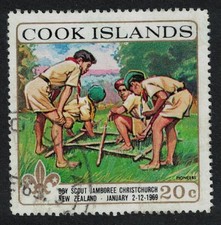Cook Is. Construindo um abrigo escoteiros 1968 Canc SG#293 Sc#252, usado comprar usado  Enviando para Brazil