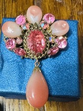 Broche pendurado vintage assinado Regency lindo pedra de vidro rosa comprar usado  Enviando para Brazil