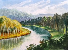 Vintage painting river for sale  RUTHIN