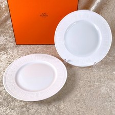 Juego de 2 vajilla Hermes Paris Sald Plate Egee 19 cm porcelana blanca con caja segunda mano  Embacar hacia Mexico