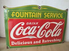 Placa de porcelana esmaltada Drink Coca Cola Fountain Service 27 x 18 polegadas comprar usado  Enviando para Brazil
