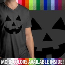 Camiseta masculina Halloween Pumpkin Jack O rosto de lanterna engraçada assustadora divertida gola V comprar usado  Enviando para Brazil
