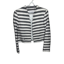 Blazer cropped listrado colarinho entalhado Calvin Klein | tamanho 10 comprar usado  Enviando para Brazil