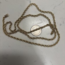 Usado, Colar de corrente de corda banhado a ouro amarelo 14k 3 mm 30 polegadas 29 gramas comprar usado  Enviando para Brazil