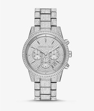 Usado, Relógio feminino Michael Kors metálico oversized Brynn Pavé tom prata comprar usado  Enviando para Brazil