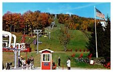 Postal cromada Manchester VT Vermont Bromley Mountain Chair Lift escena de otoño segunda mano  Embacar hacia Argentina