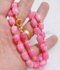 Colar fino de contas de pedra preciosa cilindro de jade floco de neve rosa 9x11mm 14-48"" comprar usado  Enviando para Brazil