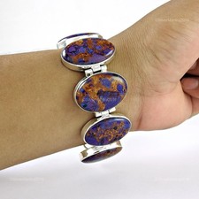 Viola Rame Pietra Turchese Argento Sterling Sorelle Day Etnico Catena Bracciale comprar usado  Enviando para Brazil