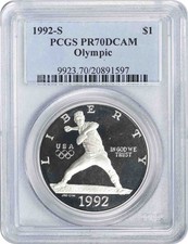 Dólar de prata comemorativo olímpico 1992-S PR70DCAM PCGS, usado comprar usado  Enviando para Brazil