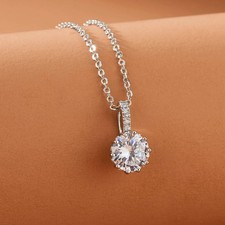 Colar feminino 18" 1,5 ct pingente solitário de zircônia cúbica prata esterlina 925, usado comprar usado  Enviando para Brazil