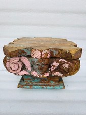 Base antiga de madeira fina esculpida em rosto antigo base de suporte de vela de mesa comprar usado  Enviando para Brazil