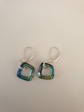 Brincos de gota de prata 925, feitos com anel cósmico Swarovski cristal bermuda azul comprar usado  Enviando para Brazil