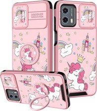 Goocrux 2 em 1 Moto G 5G estojo feminino unicórnio arco-íris slide câmera anel suporte comprar usado  Enviando para Brazil