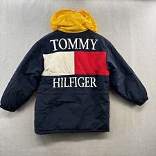 Jaqueta acolchoada vintage Tommy Hilfiger grande zíper completo anos 90 grande bandeira traseira logotipo capuz comprar usado  Enviando para Brazil