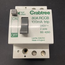 Crabtree 80a rccb for sale  CRADLEY HEATH