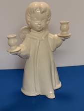 Estatueta grande de porcelana de Natal anjo/coro menina. Segure 2 velas cônicas comprar usado  Enviando para Brazil