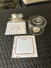Bloc de notas AXO Alpha Chi Omega, tarro de plástico, sobres y tarjetas segunda mano  Embacar hacia Mexico