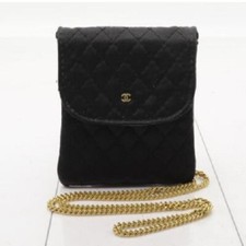 Bolsa de ombro CHANEL CC logotipo micro matelasse bolsa de couro lona preta comprar usado  Enviando para Brazil