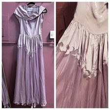 Vestido de noite vintage anos 40 maxi roxo tafetá chiffon sem mangas XS/S comprar usado  Enviando para Brazil