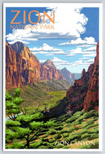 Cartão postal Scenic Canyon View Zion National Park Utah UNP 6x4 arte de imprensa lanterna, usado comprar usado  Enviando para Brazil