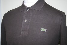 Camisa polo masculina Lacoste - 3/S - Marrom chocolate - Manga longa clássica casual top, usado comprar usado  Enviando para Brazil