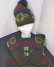 Usado, Conjunto de cachecol feminino Miche inverno gorro chapéu aquecedores de mão marrom verde cranberry  comprar usado  Enviando para Brazil