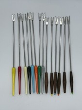 Conjunto De (14) Sortidas De Plástico Garfos de fondue Aço Inoxidável De Madeira-Vintage Retro comprar usado  Enviando para Brazil