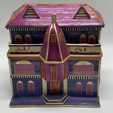 Antiga caixa de bugigangas de palha Balsa Wood Houses estilo vitoriano grande San Fransico, CA comprar usado  Enviando para Brazil