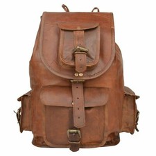 Mochila masculina retrô de couro real satchel marrom bolsa vintage laptop mochila classe, usado comprar usado  Enviando para Brazil