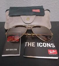 Óculos de sol aviador marrom claro gradiente Ray Ban RB3025 tamanho grande almofada de orelha transparente comprar usado  Enviando para Brazil