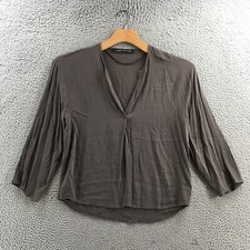 Blusa Zara Top Feminina M Cinza Viscose Manga Longa Casual Pulôver Decote V Clássico comprar usado  Enviando para Brazil