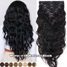 Clipe grosso de 200G na cabeça cheia Remy Double Weft 100% Extensões de cabelo humano ondulada EUA comprar usado  Enviando para Brazil