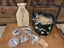 Lote de cortadores de cesta vintage primitivos para coleta de despensa LEITE E BISCOITOS etiqueta suja comprar usado  Enviando para Brazil