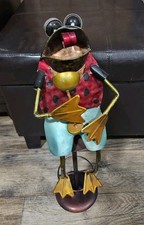 Escultura de sapo extravagante de metal jardim quintal arte decoração interior vinho beber 22" comprar usado  Enviando para Brazil