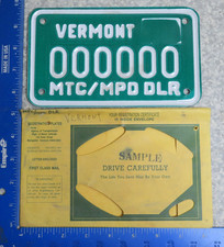Placa de licença Vermont etiqueta amostra VT revendedor ciclomotor motocicleta # 000000 comprar usado  Enviando para Brazil