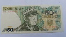 L,, 50 zł złoty 1988 banknot Polska *HF4994990* super numer na sprzedaż  PL