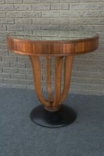 Mesa redonda de pedestal ocasional Art Deco con muestras de madera mesa de vapor - 30”  segunda mano  Embacar hacia Argentina