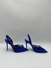 Bombas femininas TOM FORD arco cetim slingback azul tamanho 38,5, usado comprar usado  Enviando para Brazil