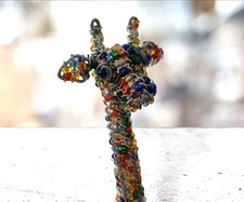 Estatueta de animal artesanal colorida fio envolto com miçangas de bezerro girafa vintage , usado comprar usado  Enviando para Brazil