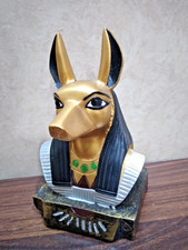 Cabeza hecha a mano negro * oro estatua de Anubis dios egipcio de la vida... comprar usado  Enviando para Brazil